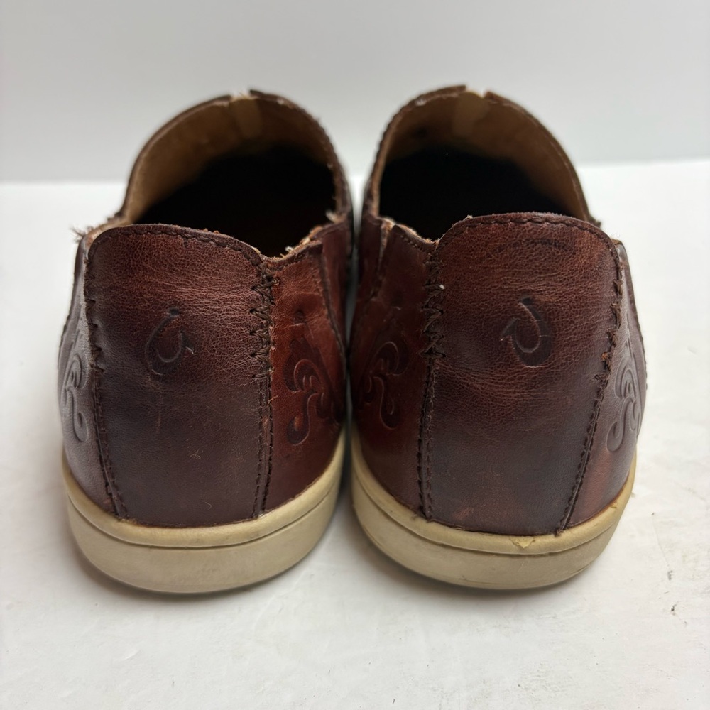 Olukai Kama’aina Men’s Slip on Loafers Brown Leather Tooled Size 9 - Picture 7 of 11